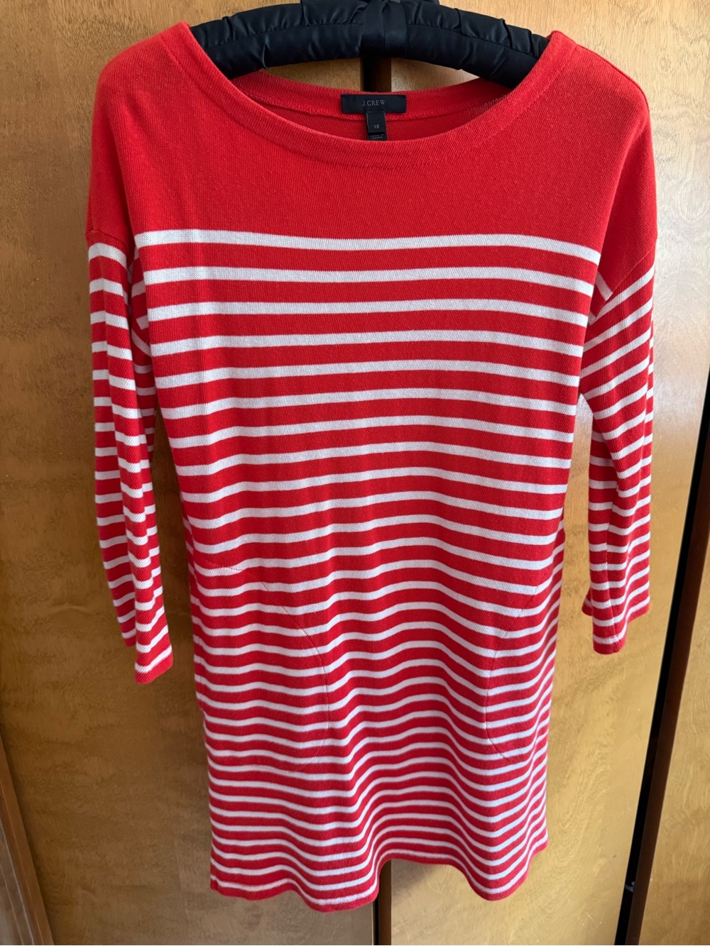 JCrew Striped Red and White 100% Cotton Tunic Knit Dress Size XS